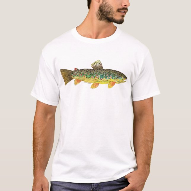 T-shirt Pesca de truta marrom (Frente)