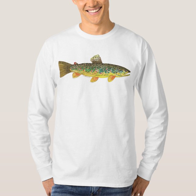 T-shirt Pesca de truta marrom (Frente)