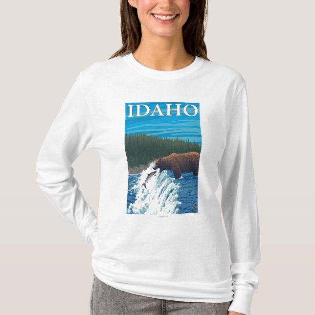 T-shirt Pesca do urso no rio - Idaho (Frente)