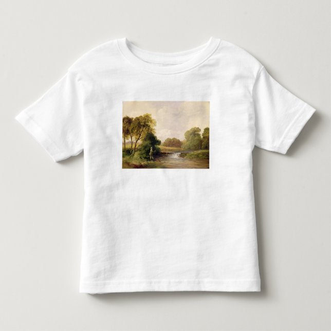 T-shirt Pesca: Jogando um peixe (óleo em canvas) (Frente)
