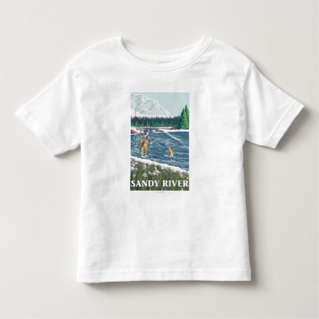 T-shirt Pescador da mosca - rio de Sandy, Oregon (Frente)