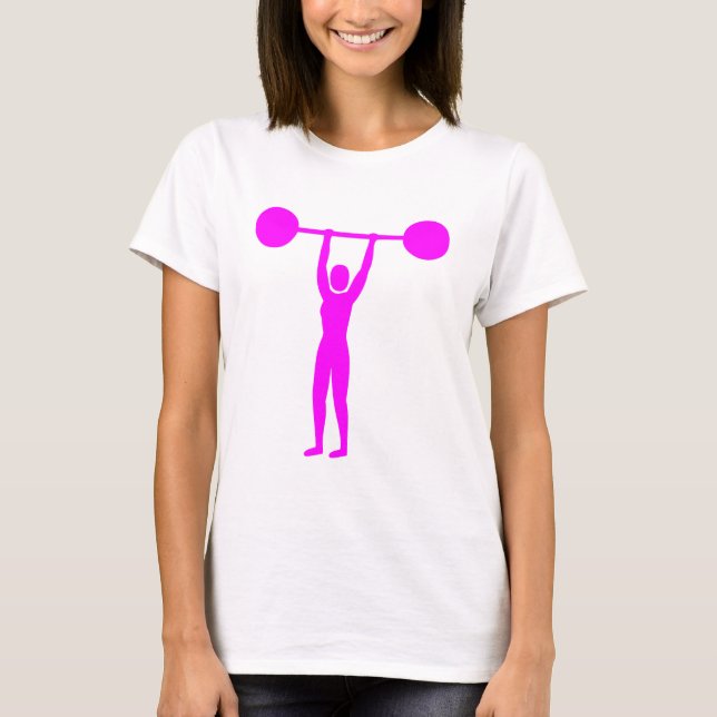 T-shirt Peso Levantando 02 - Magenta (Frente)
