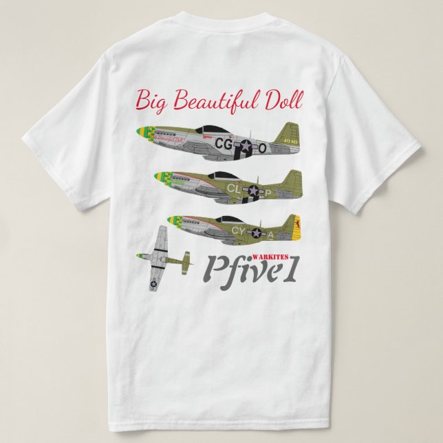 T-shirt Pfive1 P-51 "boneca bonita grande 55th " (Verso do Design)