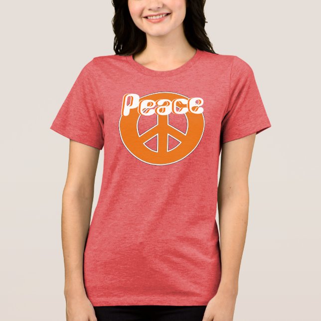 T-shirt Phat Orange Aqua White Retro 60's Peace (Frente)