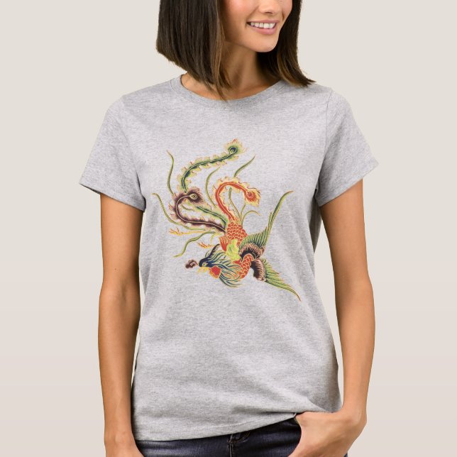 T-shirt Phoenix Chinês - Fenghuang Mythological Birds Ar (Frente)