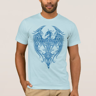 T-shirt Phoenix tribal azul decorado