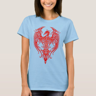 T-shirt Phoenix tribal vermelho decorado