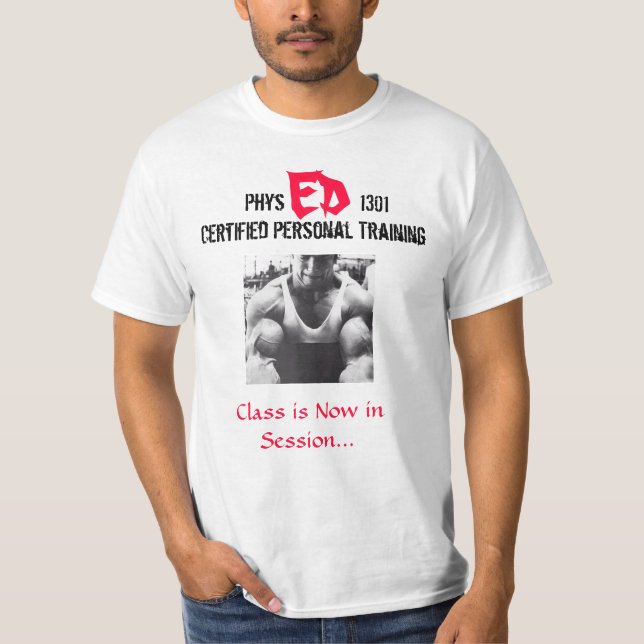 T-shirt Phys Ed 1301 - instrutor pessoal (Frente)