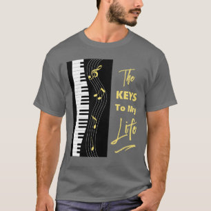 T-shirt Piano Keyboard Jogadores Diversão Notas de Músic