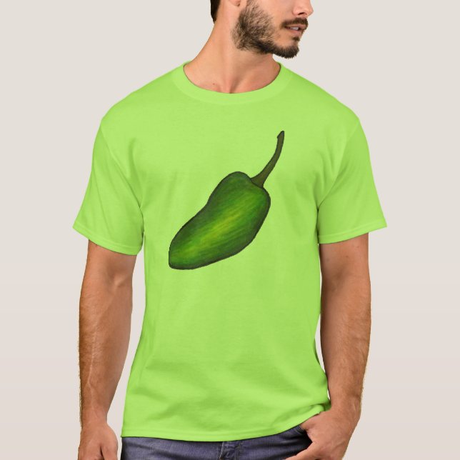 T-shirt Picante Verde Quente de Jalapeno Pepper Vegetal Ve (Frente)