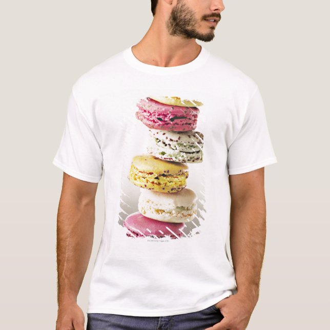 T-shirt Pilha de macaroons vibrantes (Frente)