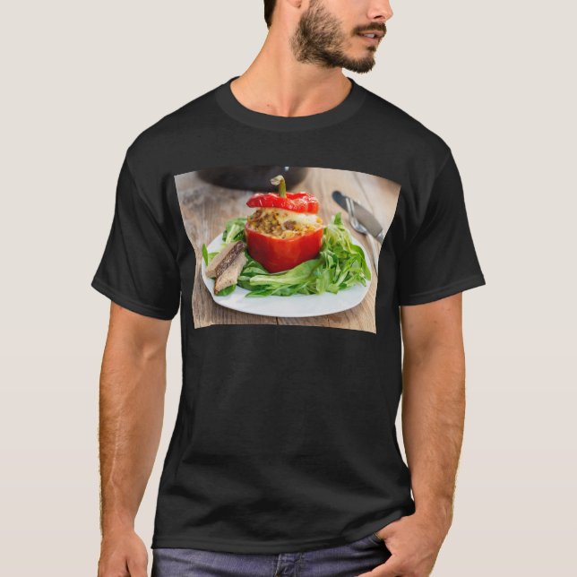 T-shirt Pimentos cozidos em película com molho de carne e  (Frente)