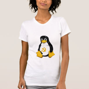 T-shirt Pinguim comunista (Linux) nas mulheres brancas