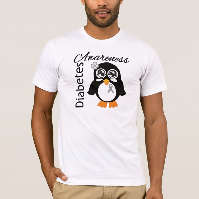 T-shirt Pinguim da consciência do diabetes (Frente)