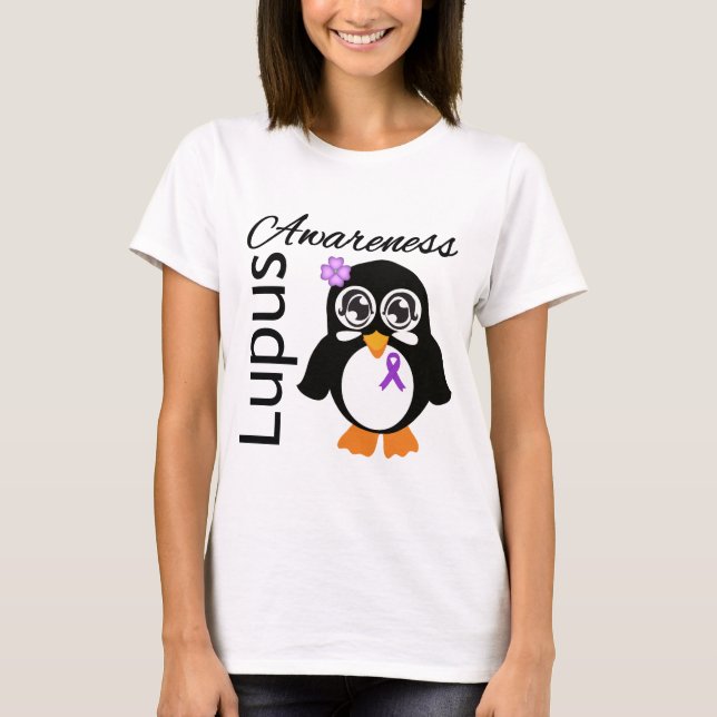 T-shirt Pinguim da Consciência do Lupus (Frente)