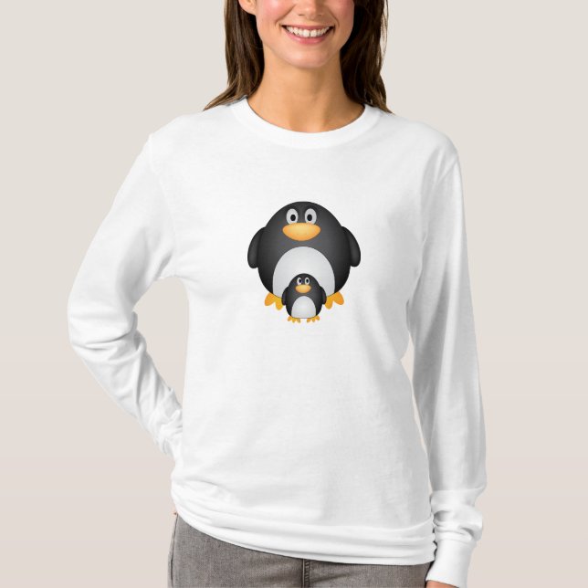 T-shirt Pinguim da mamã/pai e do bebê (Frente)