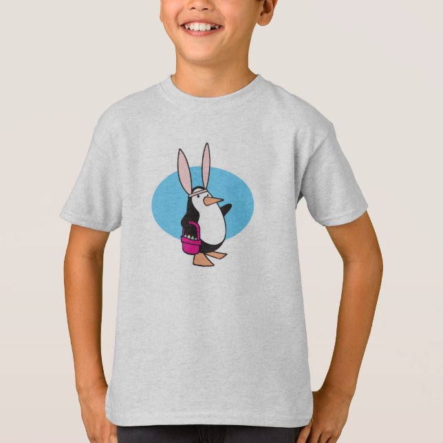 T-shirt Pinguim de coelho da Páscoa bobo (Frente)