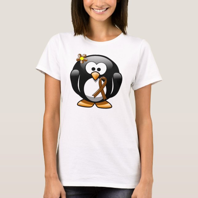 T-shirt Pinguim de Friso de Consciência Castanha (Frente)