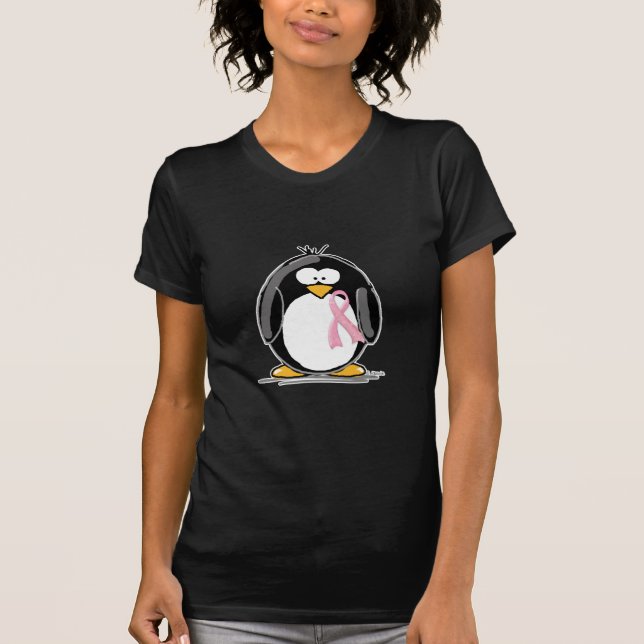 T-shirt Pinguim do cancro da mama (Frente)