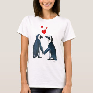 T-shirt Pinguins Com Corações De Amor