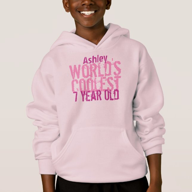 T-shirt Pink de 7 Birthday do Mundo de 7 Anos (Frente)