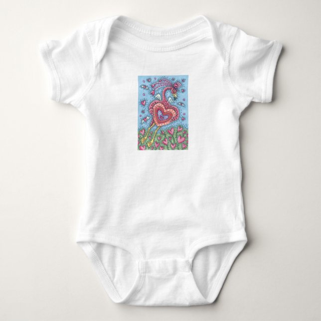 T-shirt PINK FLAMINGO CUPID Hearts BABY JERSEY BODYSUIT (Frente)