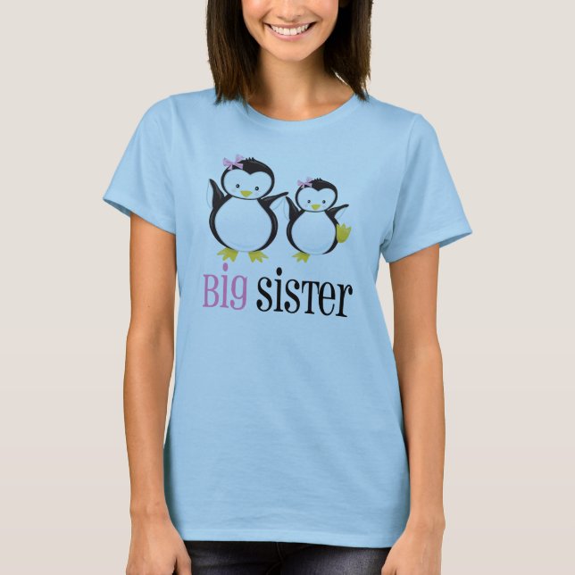 T-shirt Pink Penguin da Irmã Maior (Frente)