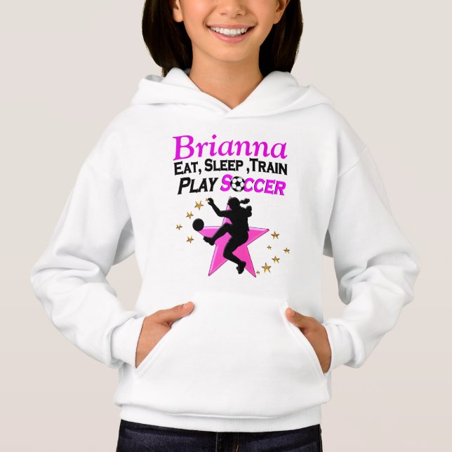 T-SHIRT PINK PLAY SOCCER PERSONALIZADO HOODIE (Frente)