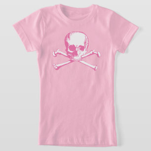 T-Shirt Pink Skull E Crossbones