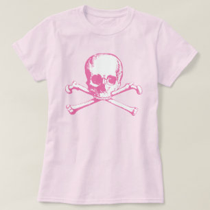 T-Shirt Pink Skull E Crossbones
