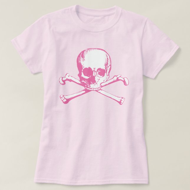 T-Shirt Pink Skull E Crossbones (Frente do Design)