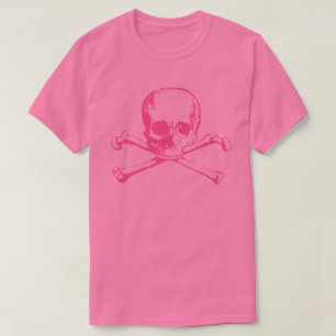 T-Shirt Pink Skull E Crossbones