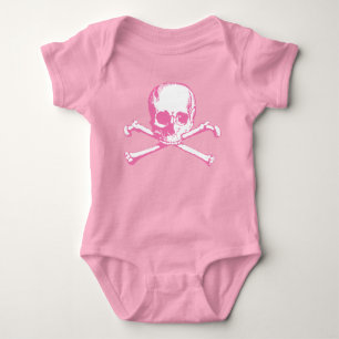 T-Shirt Pink Skull E Crossbones