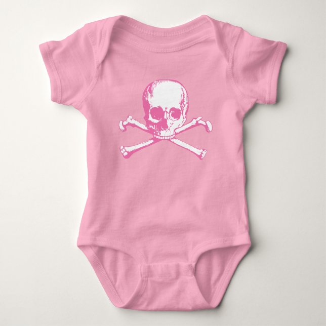 T-Shirt Pink Skull E Crossbones (Frente)