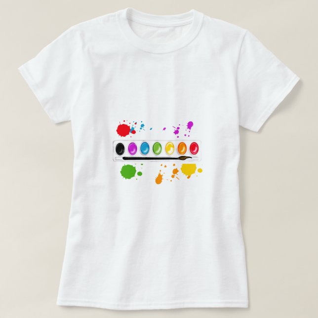 T-shirt pinte a caixa com splatters (Frente do Design)