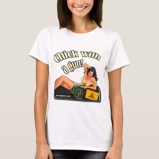 T-shirt Pintinho foragido com uma arma (Frente)