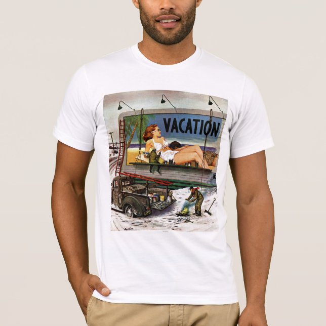 T-shirt Pintores de outdoor em inverno por Stevan Dohanos (Frente)