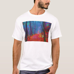 T-shirt Pintura a Óleo Floresta de Luz Negra