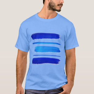 T-shirt pintura abstrato   Traços de Pincel Azul