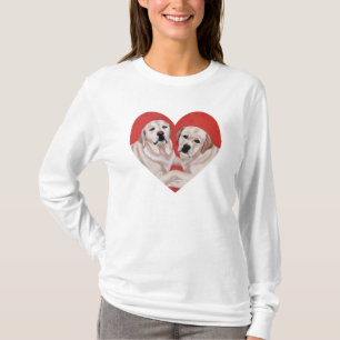 T-shirt Pintura amarela do duo de Labrador