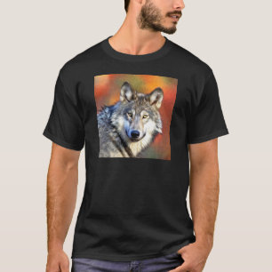 T-shirt Pintura da arte do lobo cinzento