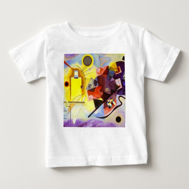 T-shirt Pintura de Abstrato Amarelo Azul Kandinsky (Frente)