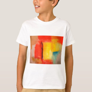 T-shirt Pintura de Abstrato Amarelo Vermelho Moderno