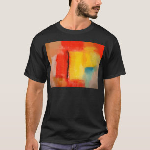 T-shirt Pintura de Abstrato Amarelo Vermelho Moderno