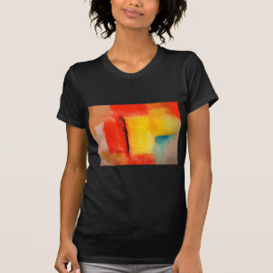 T-shirt Pintura de Abstrato Amarelo Vermelho Moderno