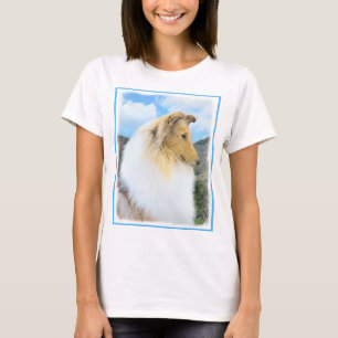 T-shirt Pintura de Collie em Montanhas (Rough) - Arte Cani