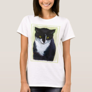 T-shirt Pintura De Gato Tuxedo - Arte De Gato Original Bon