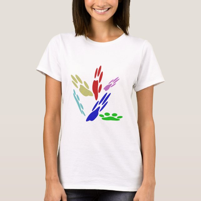 T-shirt Pintura De Pata De Cachorro Com Bolinhas (Frente)