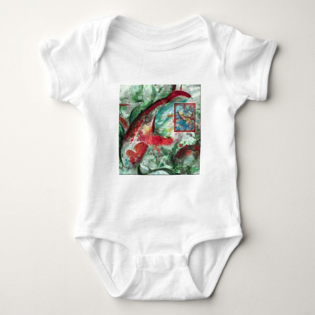 T-shirt Pintura de Peixes Koi Carp (Frente)