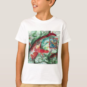 T-shirt Pintura de Peixes Koi Carp
